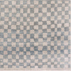 Benjy Cream & Light Blue Checkered Area Rug Hauteloom