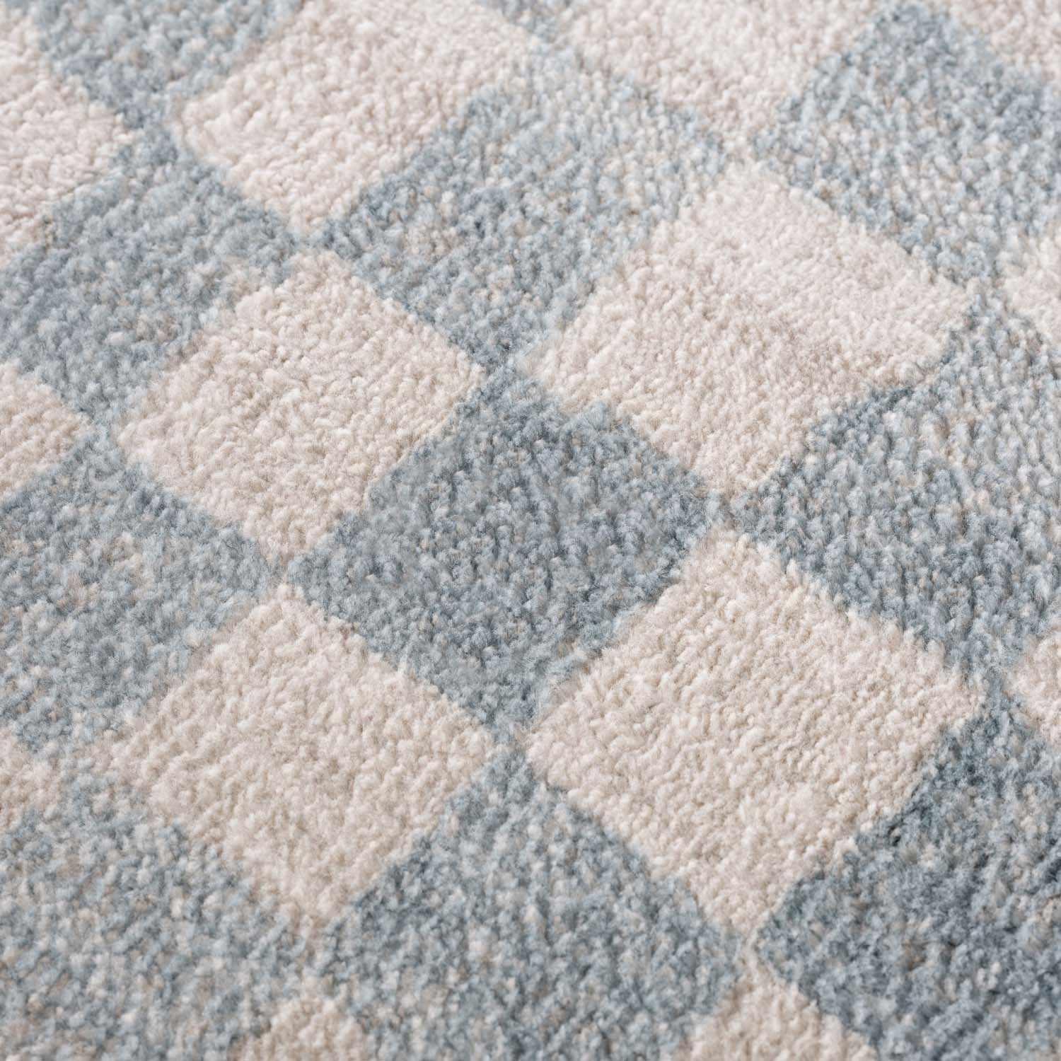 Benjy Cream & Light Blue Checkered Area Rug Hauteloom