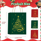 12-Pack Assorted Christmas Gift Bags with Golden Xmas Tree, Red & Green, Metallic & Textured Finish, Festive Party Favor Bags with Handles House Of Avana [[SKU:HOA-STO-035]]