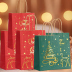 12-Pack Assorted Christmas Gift Bags with Golden Xmas Tree, Red & Green, Metallic & Textured Finish, Festive Party Favor Bags with Handles House Of Avana [[SKU:HOA-STO-035]]