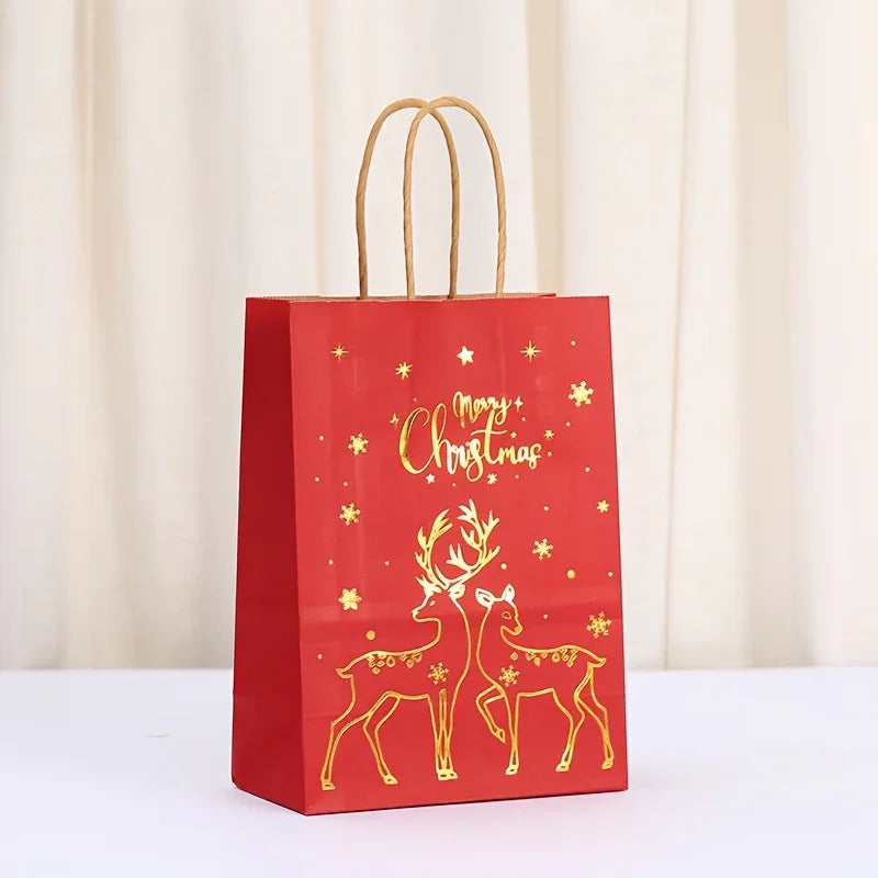 12-Pack Assorted Christmas Gift Bags with Golden Xmas Tree, Red & Green, Metallic & Textured Finish, Festive Party Favor Bags with Handles House Of Avana [[SKU:HOA-STO-035]]