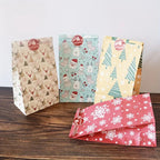 24pcs Set: 12 Assorted Gift Bags + 12 Red Sealing Stickers - DABONAS Christmas Snowflake and Reindeer Holiday Paper Goodie Bag with Decals, for Parties & Festive Celebrations, Holiday Gift Wrapping, Gift Bag Sealing, Holiday House Of Avana [[SKU:HOA-STO-036]]