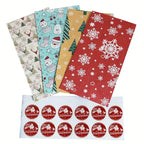 24pcs Set: 12 Assorted Gift Bags + 12 Red Sealing Stickers - DABONAS Christmas Snowflake and Reindeer Holiday Paper Goodie Bag with Decals, for Parties & Festive Celebrations, Holiday Gift Wrapping, Gift Bag Sealing, Holiday House Of Avana [[SKU:HOA-STO-036]]
