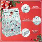24pcs Set: 12 Assorted Gift Bags + 12 Red Sealing Stickers - DABONAS Christmas Snowflake and Reindeer Holiday Paper Goodie Bag with Decals, for Parties & Festive Celebrations, Holiday Gift Wrapping, Gift Bag Sealing, Holiday House Of Avana [[SKU:HOA-STO-036]]