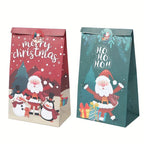 6pcs,Christmas Paper Handbag with Stickers,Red Green Santa Claus Snowman Penguin Design Gift Bag,Merry Christmas Decoration for Home,Xmas Decor,Natal Navidad Noel Decor,New Year Supplies,Christmas Gift Packaging Bag House Of Avana [[SKU:HOA-STO-046]]