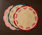 Payton James Handwoven Bow Placemats – Hand-Crocheted Raffia Palm Placemats – Unique Kitchen & Dining Table Decor – Handmade Tableware Payton James