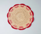 Payton James Handwoven Bow Placemats – Hand-Crocheted Raffia Palm Placemats – Unique Kitchen & Dining Table Decor – Handmade Tableware Payton James