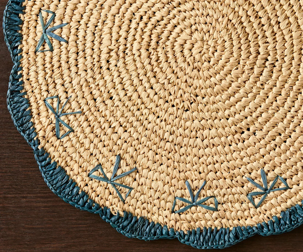Payton James Handwoven Bow Placemats – Hand-Crocheted Raffia Palm Placemats – Unique Kitchen & Dining Table Decor – Handmade Tableware Payton James