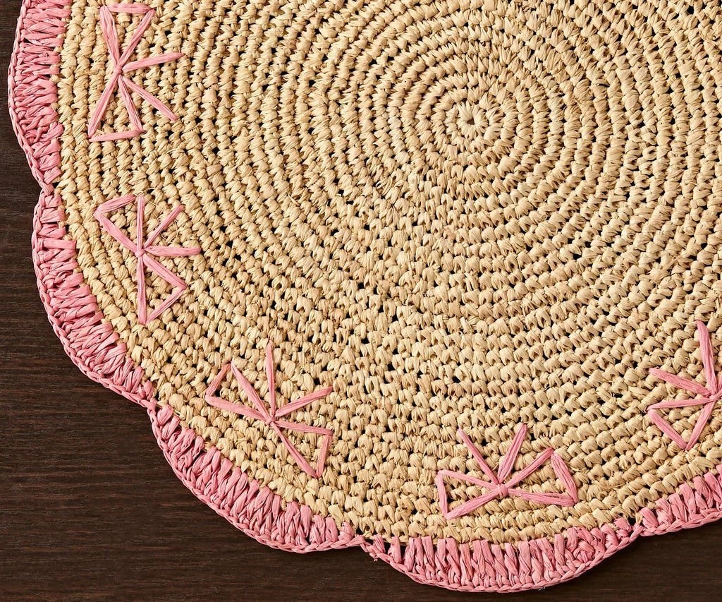 Payton James Handwoven Bow Placemats – Hand-Crocheted Raffia Palm Placemats – Unique Kitchen & Dining Table Decor – Handmade Tableware Payton James