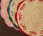 Payton James Handwoven Bow Placemats – Hand-Crocheted Raffia Palm Placemats – Unique Kitchen & Dining Table Decor – Handmade Tableware Payton James