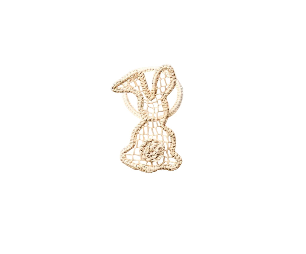 Bunny Napkin Ring – 3.5” Handwoven Iraca Palm – Artisan Spring Table Decor from Peru