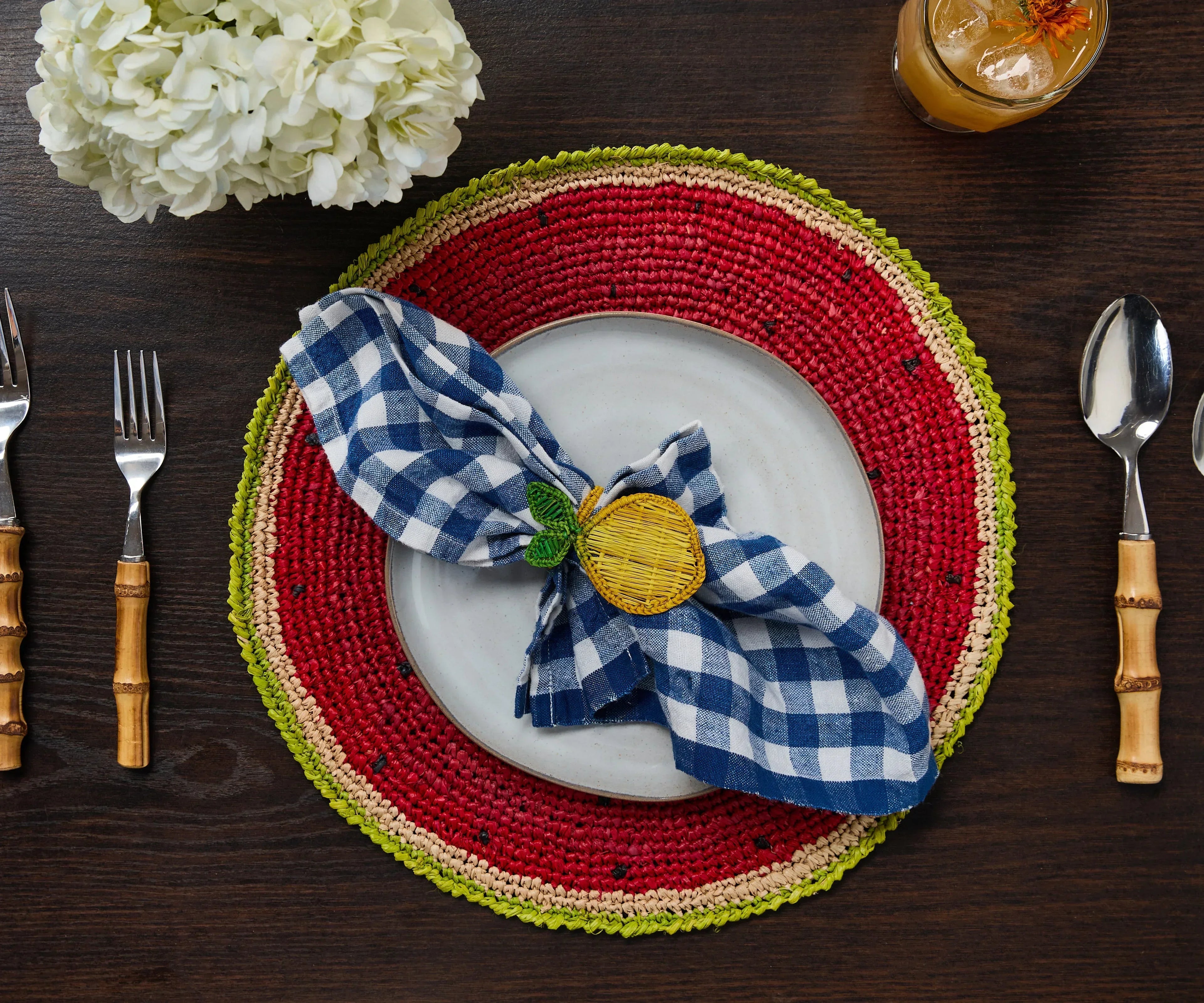 Lemon Napkin Ring – 3.5” Handwoven Iraca Palm – Artisan Summer Table Decor from Colombia Payton James