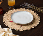 Scattered Chili Handwoven Raffia Round Placemat – Artisan Table Décor