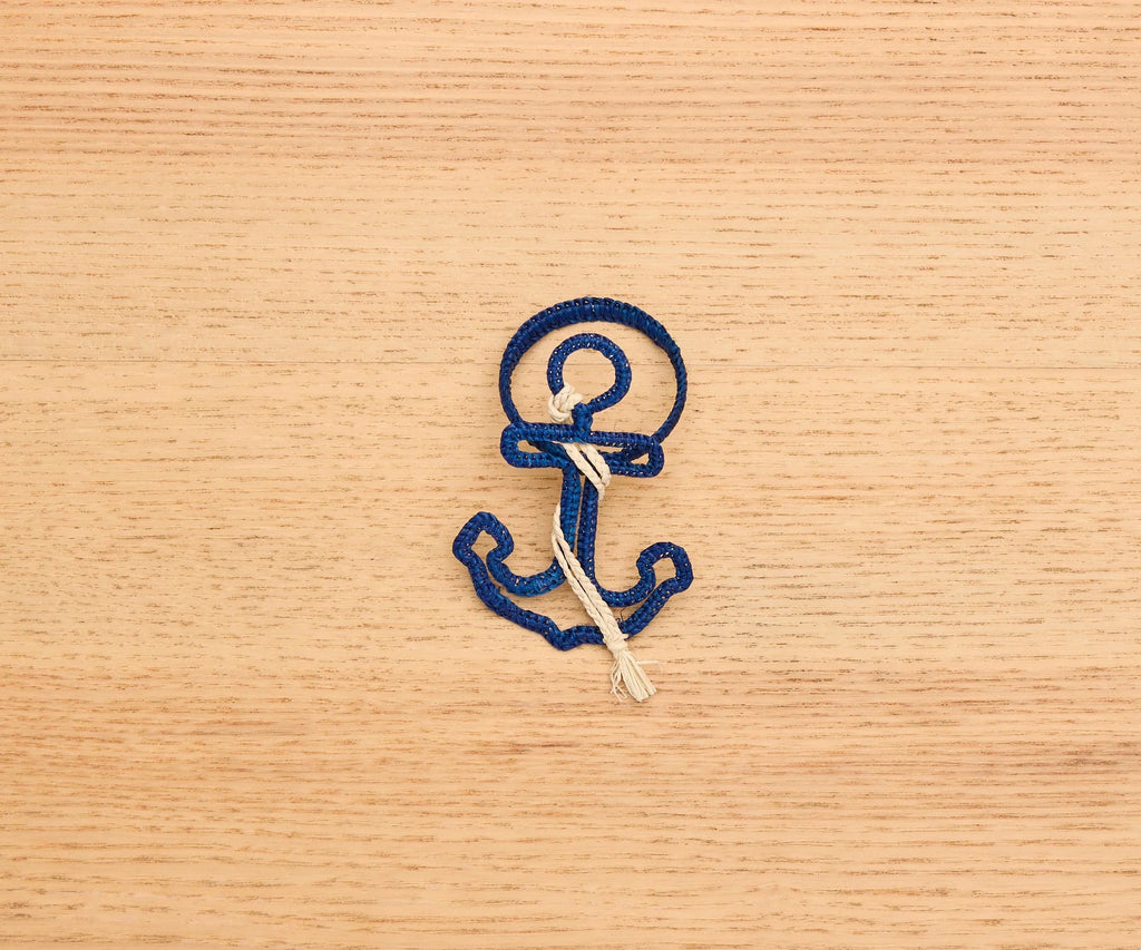 Nautical Anchor Napkin Rings – Coastal Table Decor, Handmade Raffia Napkin Holders, Set of 4 Blue and White Anchor Rings, Ocean Party Decor Payton James