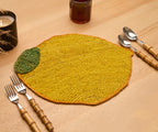Handwoven Lemon Placemat – Raffia Fruit Shaped Table Mat, Summer Table Decor