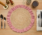 Handwoven Raffia Ruffle Placemat – Boho Chic Table Décor – Summer Table Accent