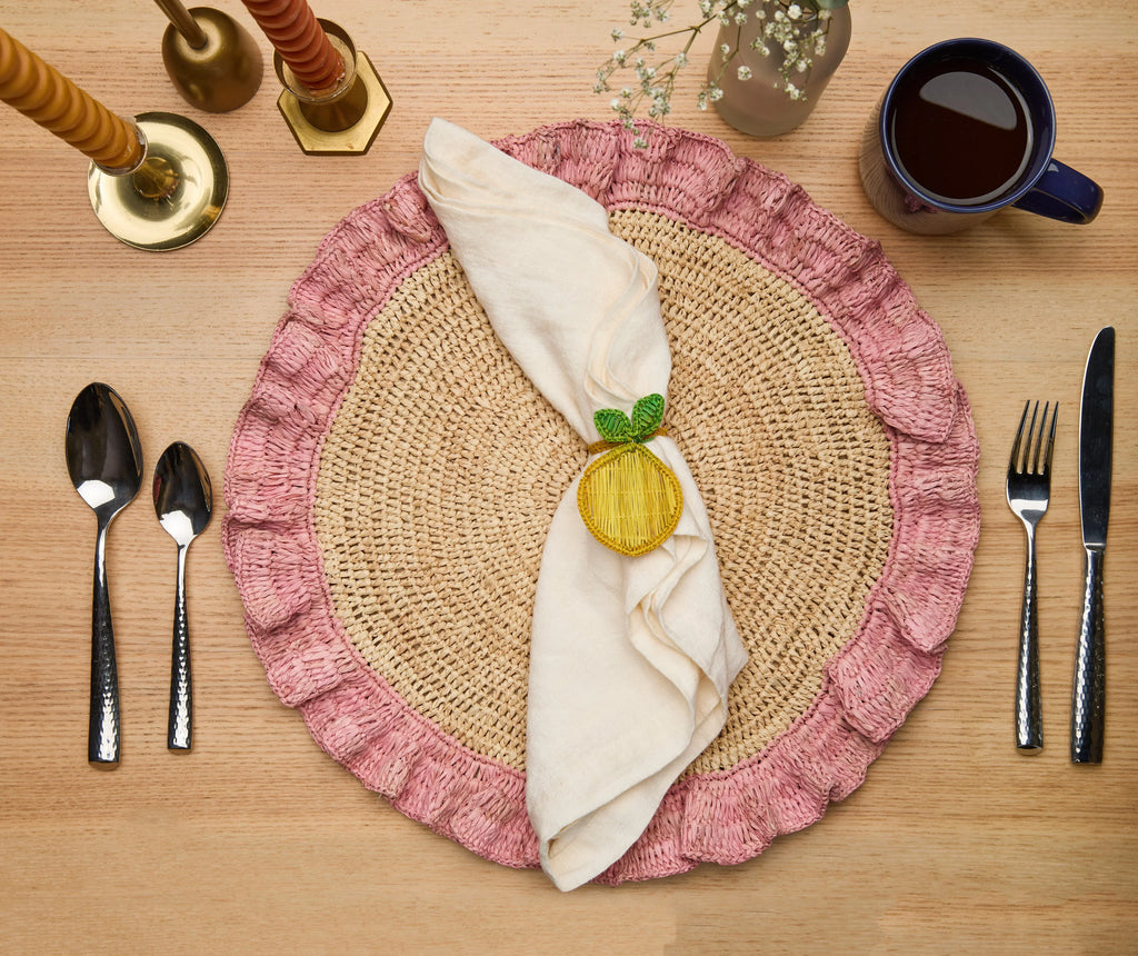 Lemon Napkin Ring – 3.5” Handwoven Iraca Palm – Artisan Summer Table Decor from Colombia Payton James