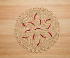 Scattered Chili Handwoven Raffia Round Placemat – Artisan Table Décor