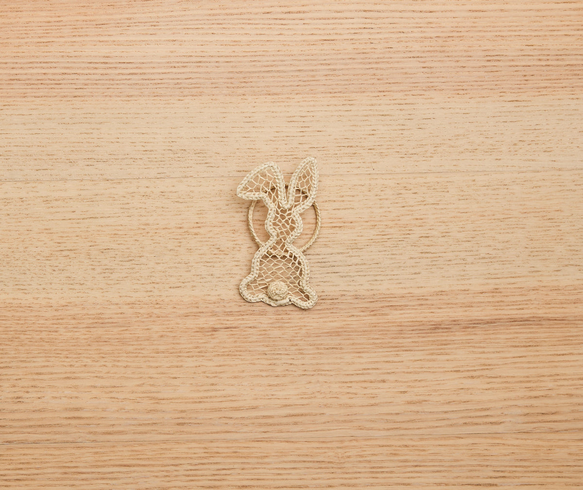 Bunny Napkin Ring – 3.5” Handwoven Iraca Palm – Artisan Spring Table Decor from Peru