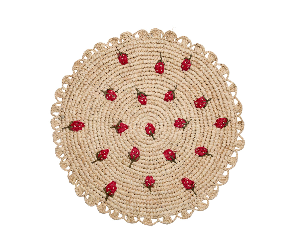 Scattered Strawberry Raffia Placemat