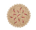 Scattered Chili Handwoven Raffia Round Placemat – Artisan Table Décor