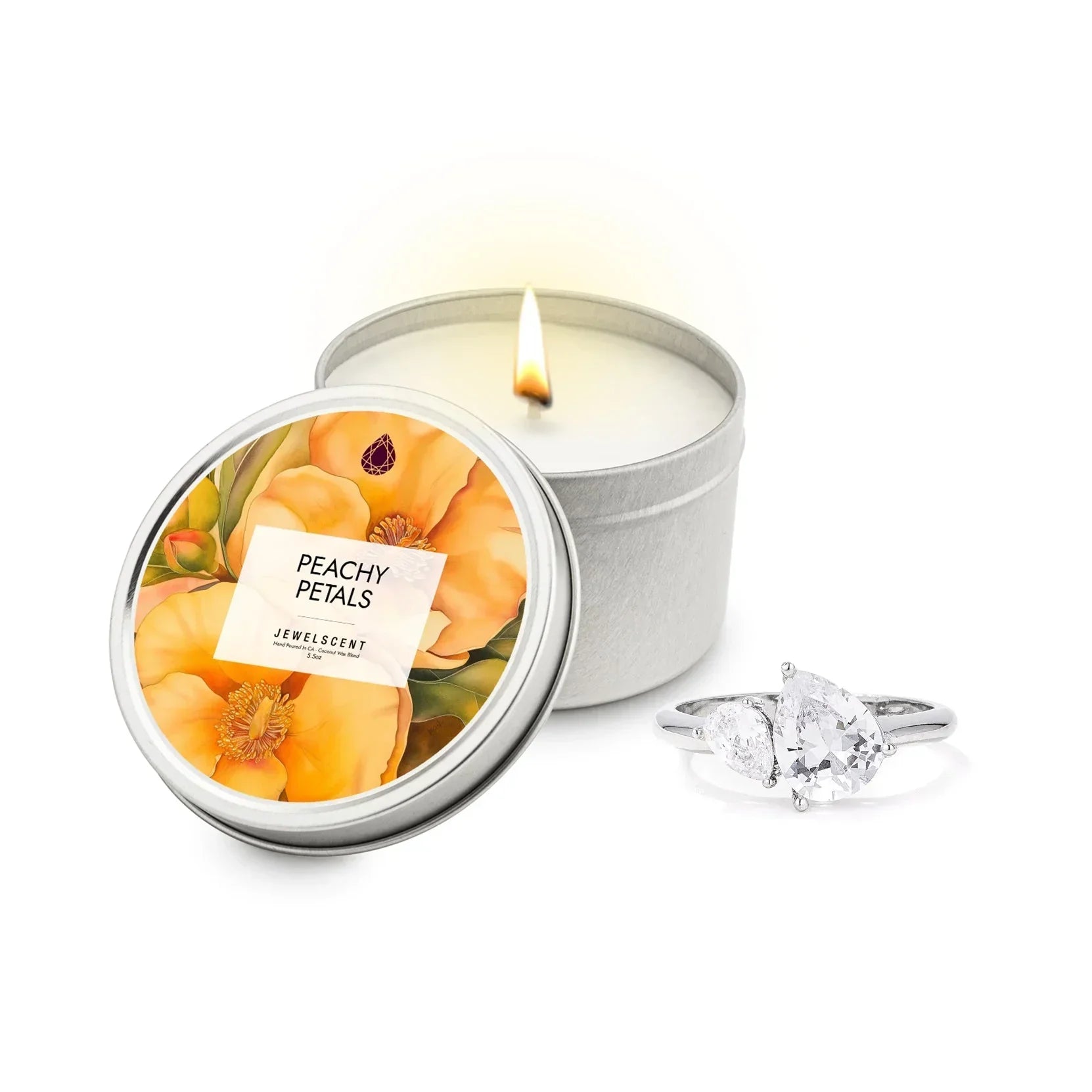 Peachy Petals 5.5oz Tin Jewelry Candle JewelScent