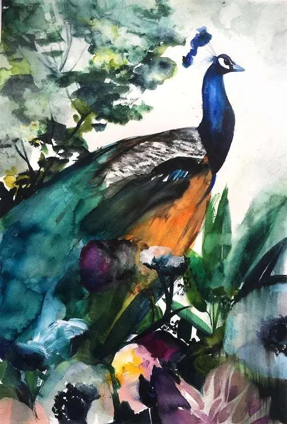 Peacock Garden Art Print – Archival Wildlife & Nature Wall Art