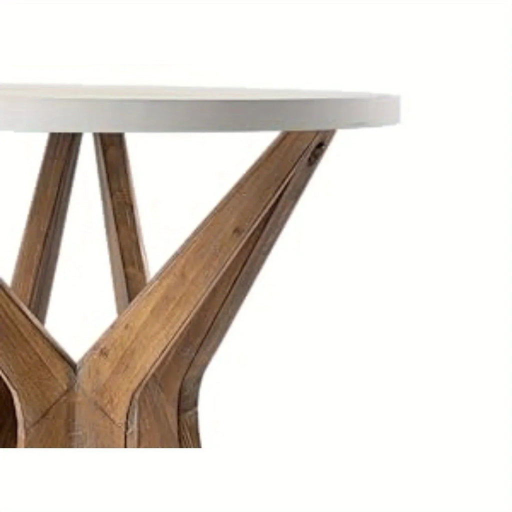 Pedestal Farmhouse End Table Set of 2, White Round End Table, Distressed White Top with Tripod Base for Modern Farmhouse, Boho Decor, Round House Of Avana [[SKU:HOA-END-017]]