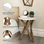 Pedestal Farmhouse End Table Set of 2, White Round End Table, Distressed White Top with Tripod Base for Modern Farmhouse, Boho Decor, Round House Of Avana