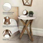 Pedestal Farmhouse End Table Set of 2, White Round End Table, Distressed White Top with Tripod Base for Modern Farmhouse, Boho Decor, Round House Of Avana [[SKU:HOA-END-017]]