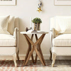 Pedestal Farmhouse End Table Set of 2, White Round End Table, Distressed White Top with Tripod Base for Modern Farmhouse, Boho Decor, Round House Of Avana [[SKU:HOA-END-017]]