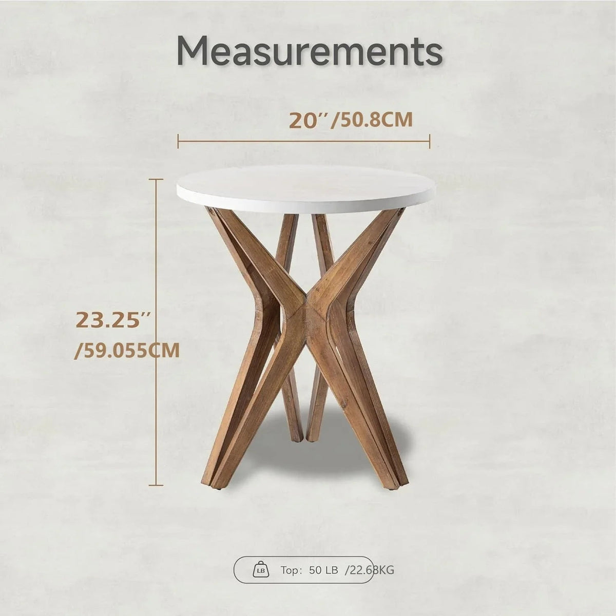 Pedestal Farmhouse End Table Set of 2, White Round End Table, Distressed White Top with Tripod Base for Modern Farmhouse, Boho Decor, Round House Of Avana [[SKU:HOA-END-017]]