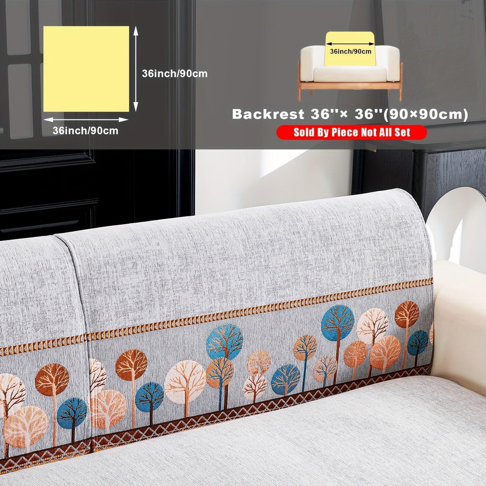 Pet Proof Couch Cover - Boho Chenille Sofa Cover with Tree Embroidery topspet