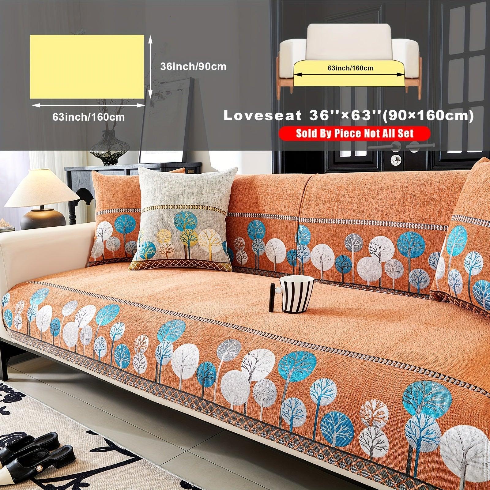 Pet Proof Couch Cover - Boho Chenille Sofa Cover with Tree Embroidery topspet