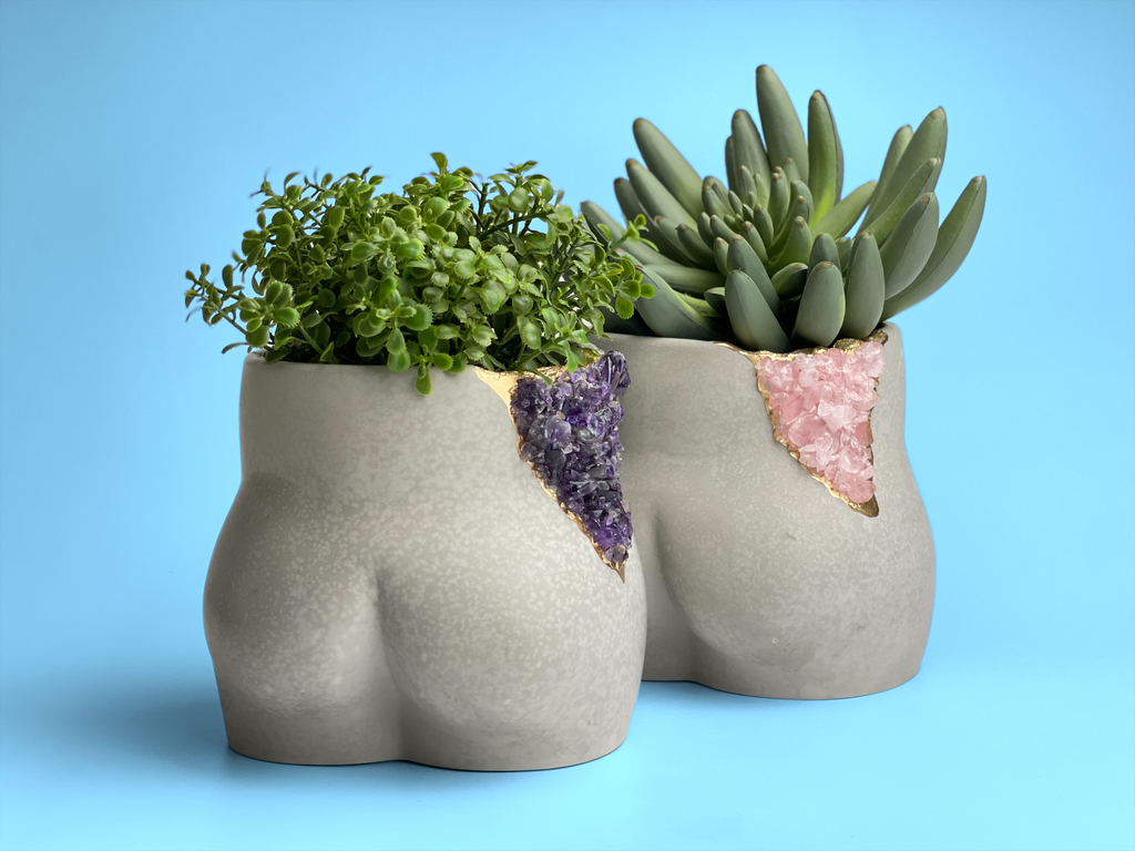 Rose Quartz Butt Planter AURA 8 HOME