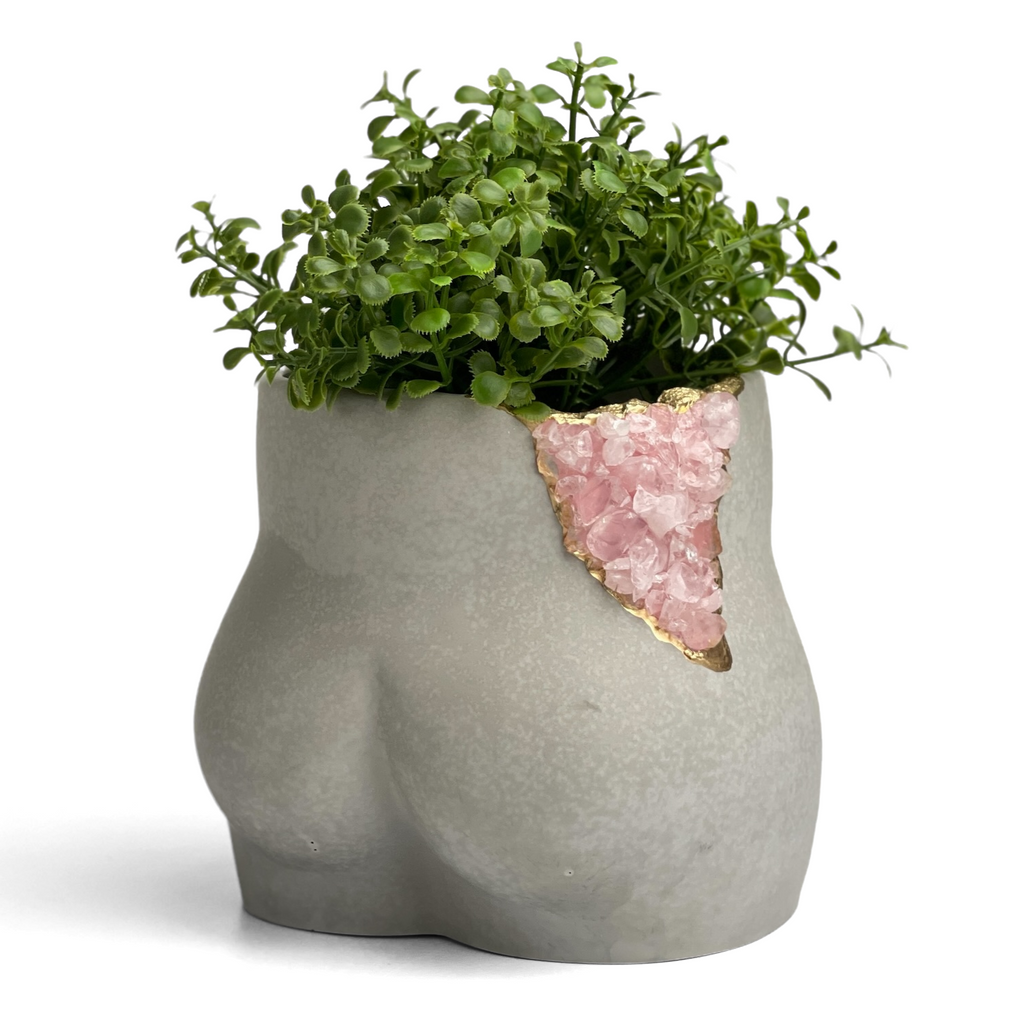 Rose Quartz Butt Planter AURA 8 HOME