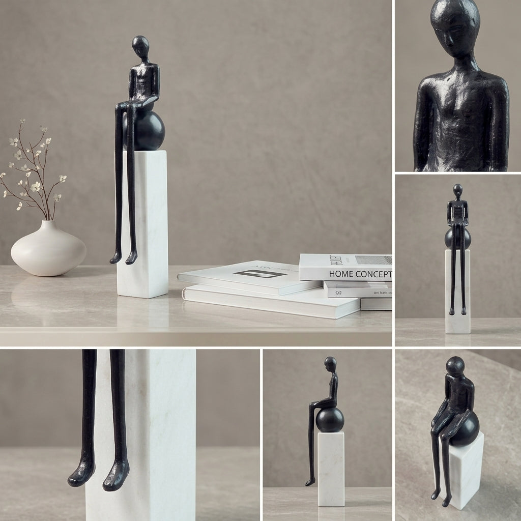 Abstract Seated Figure Statue Metal Sculpture Home Decor