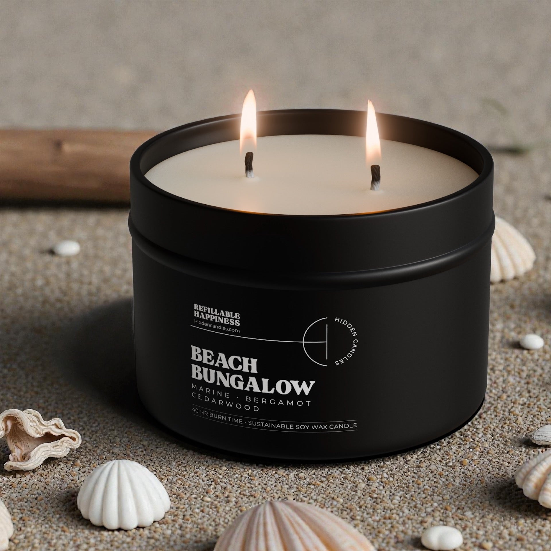 Beach Bungalow Candle 10.6 oz – Marine Air, Driftwood & White Tea