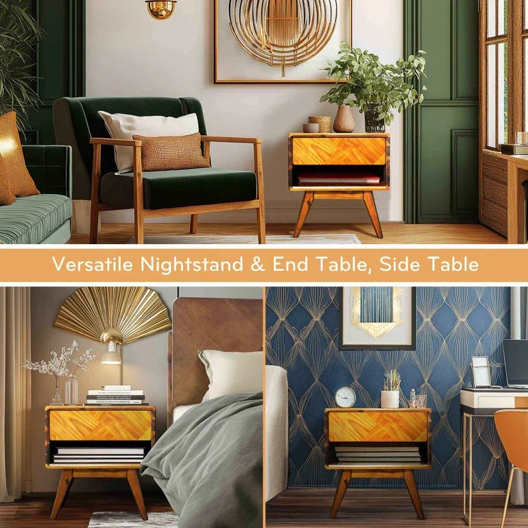 Laden Handcrafted Solid Wood Nightstand