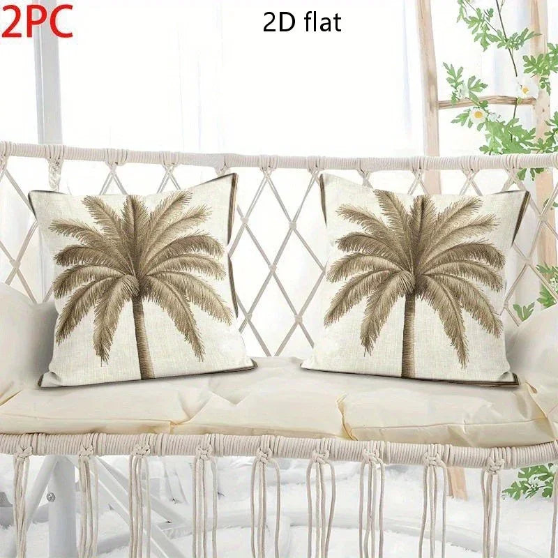 Pillow Covers - Zipper Cotton Beige Brown