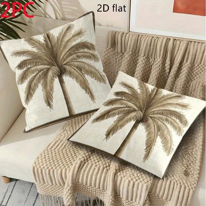Pillow Covers - Zipper Cotton Beige Brown