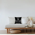 White cotton cushion cover with black zebra print, 18x18 inches - House of Avana