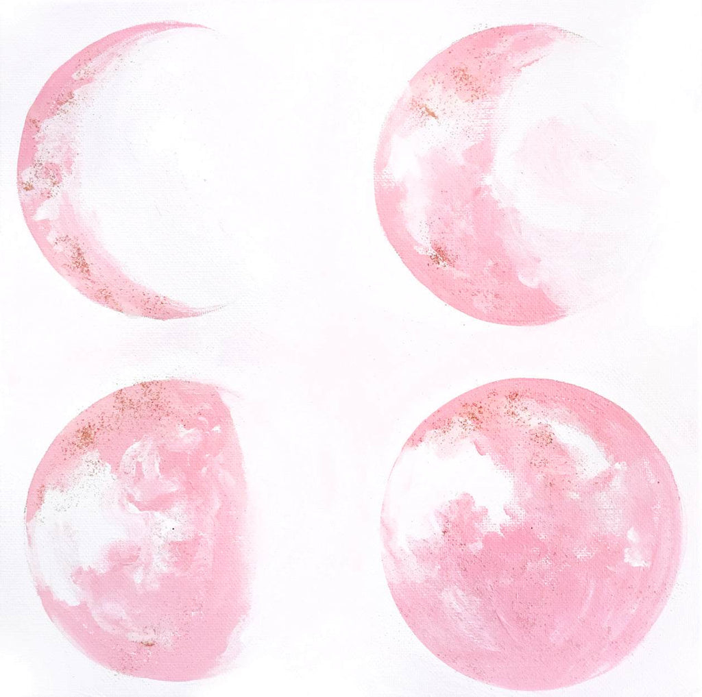 Pink Moon Phases Art Print – Calm, Dreamy Wall Decor