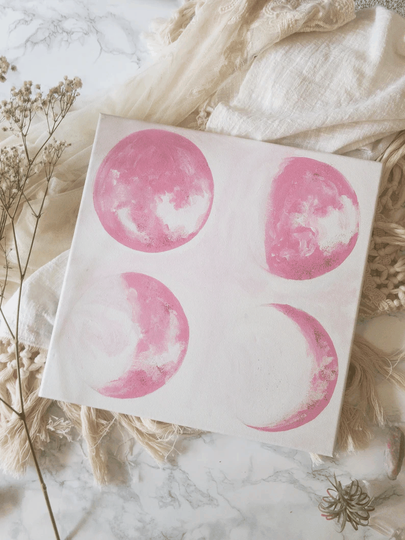 Pink Moon Phases Art Print – Calm, Dreamy Wall Decor