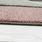 Pink White Area Rug Modern Contour Cut Pastel Colors, back view - House Of Avana