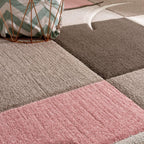 Pink White Area Rug Modern Contour Cut Pastel Colors, side view - House Of Avana