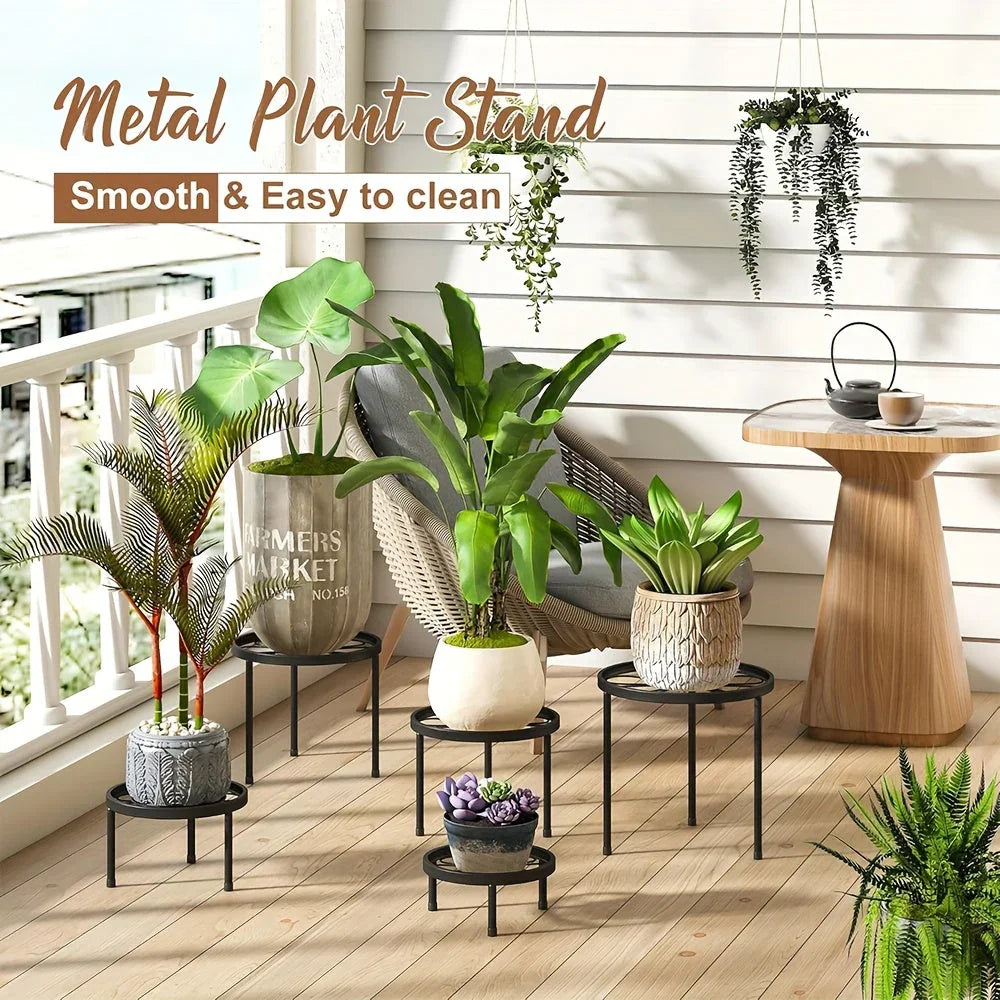 Metal Plant Stands, S Black Iron Planter Holders, Rustproof, Supports Up to 110lb, detail shot - House Of Avana [[SKU:HOA-PLN-002]]