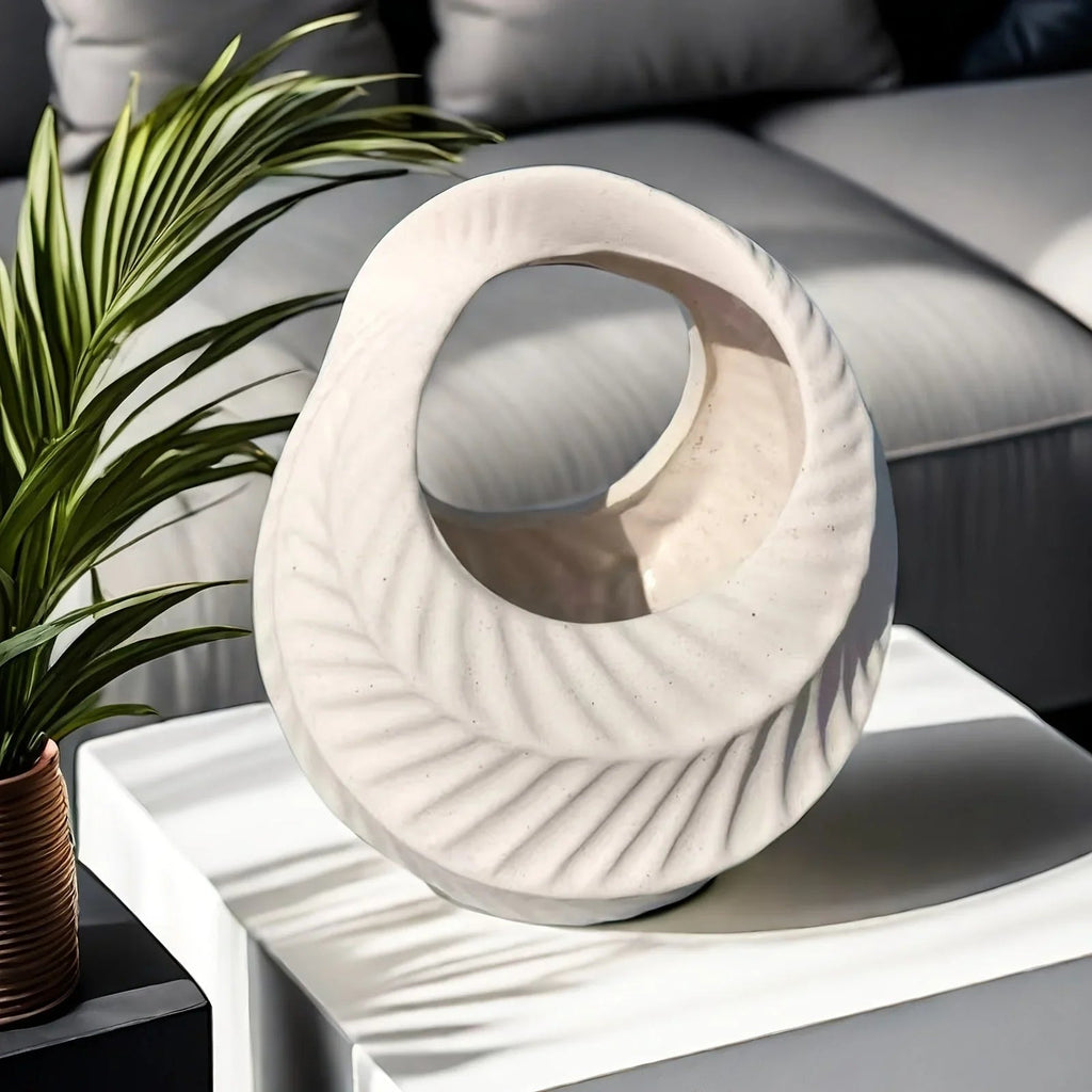 Ceramic Luxury Retreat Planter with Smooth Interior and Hydroponic Supplies, top view - House Of Avana [[SKU:HOA-VAS-021]]