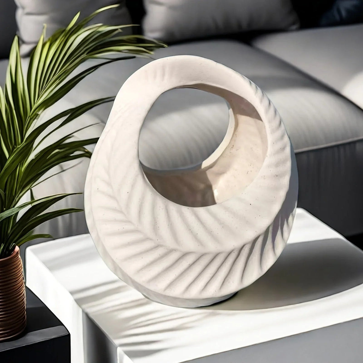 Ceramic Luxury Retreat Planter with Smooth Interior and Hydroponic Supplies, top view - House Of Avana [[SKU:HOA-VAS-021]]