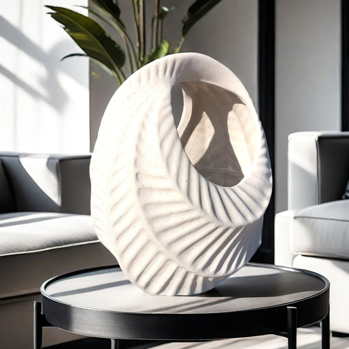 Ceramic Luxury Retreat Planter with Smooth Interior and Hydroponic Supplies, angled view - House Of Avana [[SKU:HOA-VAS-021]]